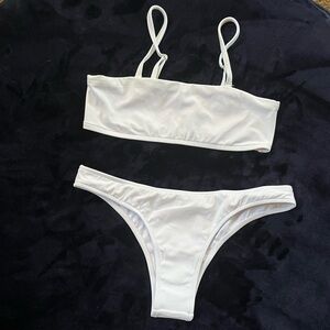 Two piece cheeky swimsuit. Size S. White